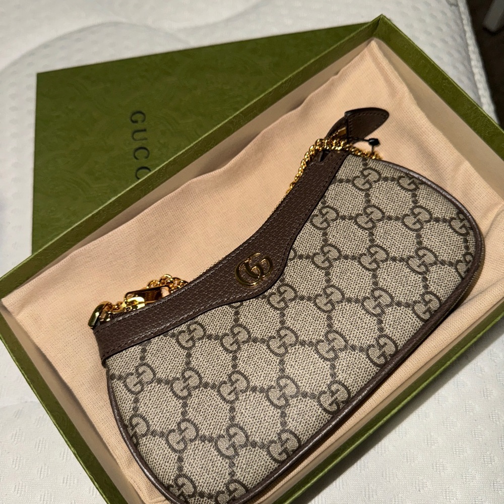Gucci Beige and Brown Canvas Clutch